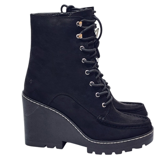 Cool Planet By Steve Maden Marsh Boots‎ Size 10 M Black Wedge Booties - Picture 5 of 16